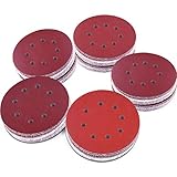 AUSTOR 100 Pieces 8 Holes Sanding Discs, 5 Inch Hook and Loop 1000/1200/ 1500/2000/ 3000 Grit Sandpaper Assortment for Random Orbital Sander