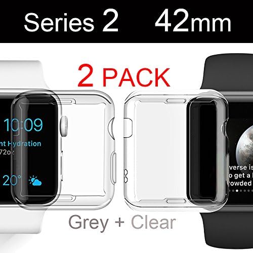 Apple Watch Series 2 Case 42mm, Quirrel Ultra-thin Soft TPU Full Coverage Cover for Apple iWatch Series 2 42mm - 2 Pack