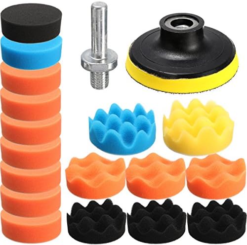 Drillpro 19PCS 80mm Flat Sponge Buff Buffing Pad Polishing Pad Kit Set