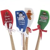 Group Of 4 Assorted Christmas Themed Silicone Spatulas For Baking, Gifting Or Just Displaying