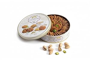 ZAITOUNE SWEETS Zaitoune Barazek Cookies - 250 g | Luxurious Crunchy Sesame & Pistachio Biscuits Handcrafted in Turkey | Beautiful Reusable Gift Tin | Perfect for Coffee or Tea | Great Ramadan Sharing Present