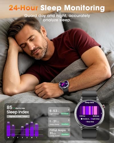 Smartwatch Uomo con ECG+HRV, AI GPT Orologio Uomo con Pressione Sanguigna, Frequenza Cardiaca, SpO2, 24H Sonno, 120+ Modalità Sportive IP68 Smartwatch Fitness, Notifiche Messaggi Android iOS Nero