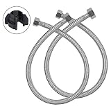 HOMEIDEAS 24-Inch Faucet Connector Braided Stainless Steel Supply Hoses With 9/16-24 UNEF-2B x 1/2 NPT In Brass Nut Faucet Hose Replacement Pack of 2(1 Pair)