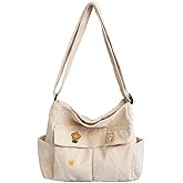 SongKedora Corduroy Cute Messenger Bag Multiple Pockets Casual Large Hobo Bag Satchel Crossbody Bag