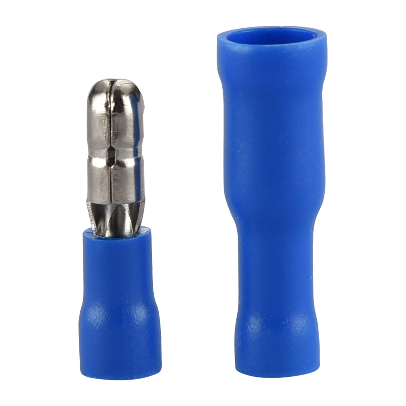 Heschen Bullet Crimp Male & Female Quick Disconnects Vinyl Insulated, MPV+FRV2-156, 1.5-2.5mm² (16-14 AWG), Blue, 100Pack
