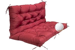 LFNOONE liquor red Thicken 5"Swing Chair Pads for Garden Patio Swing Replacement Cushions with Backrest Waterproof Bench Cushion for Outdoor Furniture 2-3 Seater Washable Swing Replacement Cushions/60"x40"