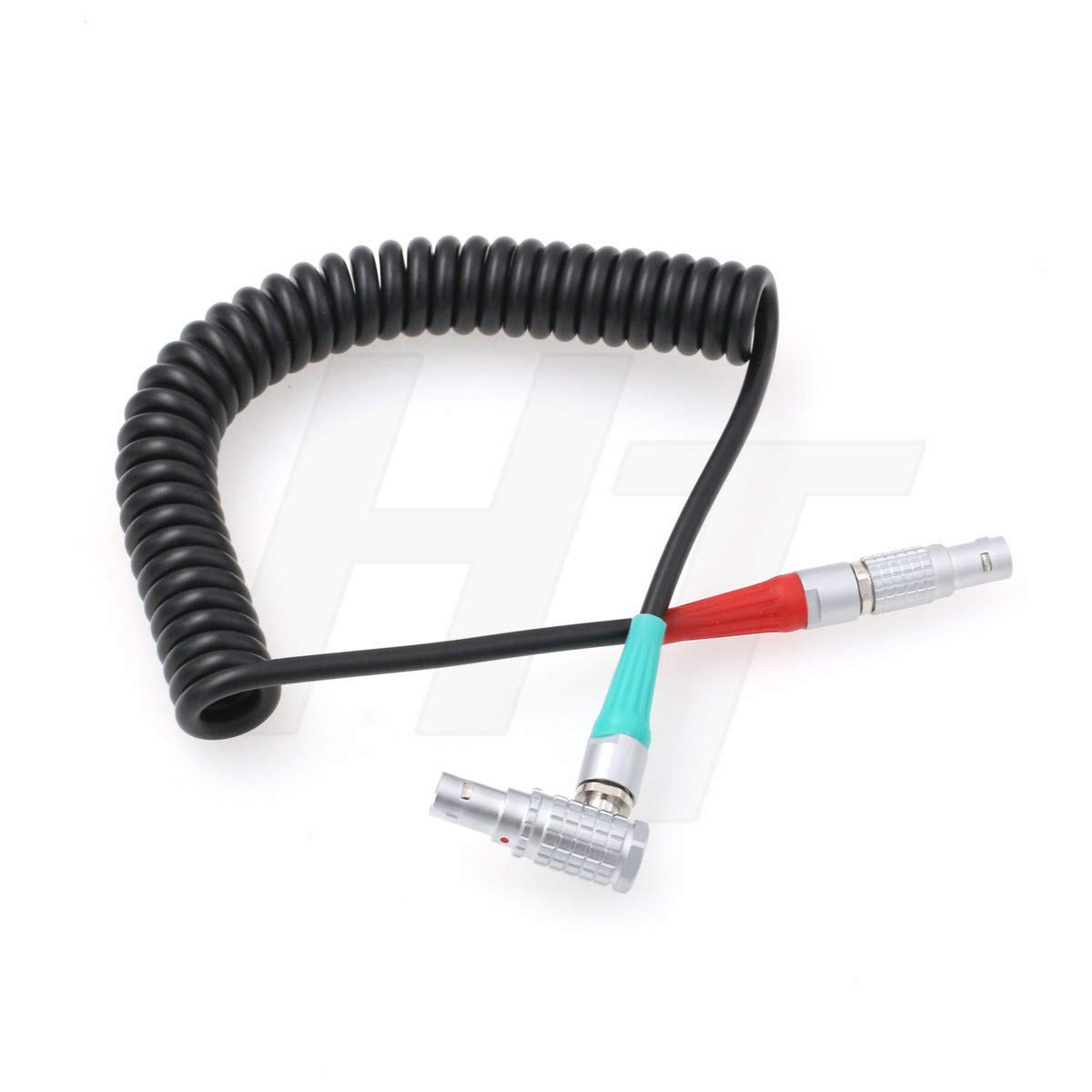 HangTon Coiled Timecode Cable Straight 5 Pin to Right Angle 5 Pin for NanoLockit ARRI Alexa ZCAM E2 Camera