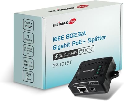Edimax Pro Gigabit PoE+ Splitter GP-101ST 5/9/12V 2A IEEE 802.3at Data Power