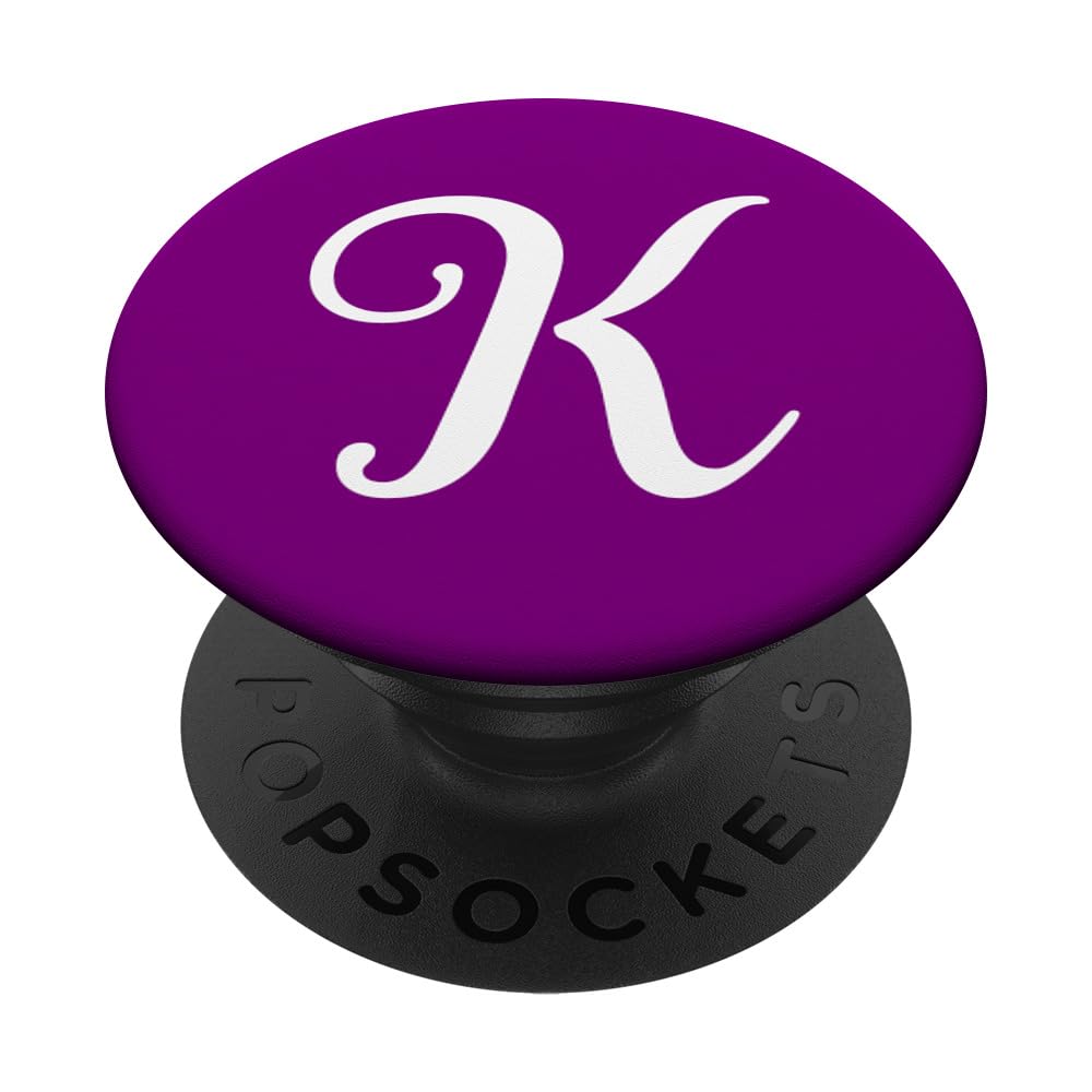 K Initial Monogram White on Purple Capital Letter PopSockets Swappable PopGrip