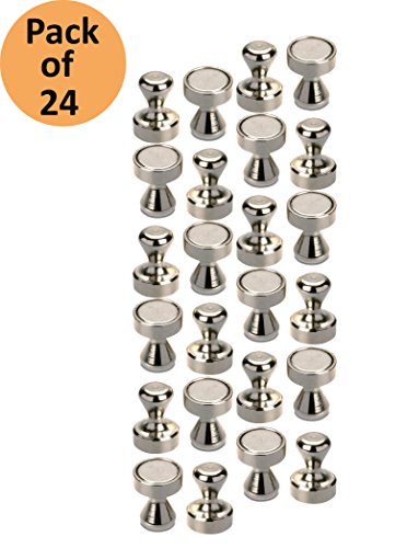 24 Brushed Neodymium Nickel Coated Magnetic Push Pins Hooks for Fridge, Bathroom, Kitchen, Locker,Classroom, Industrial use,Office, Dry Erase Whiteboard Magnets [ 24 Pack ] - Thumbnail 6