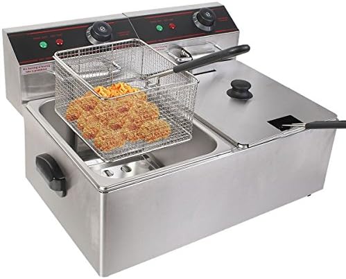 Item Valley 5000W Electric Countertop Deep Fryer Dual Tank Commercial Restaurant Steel