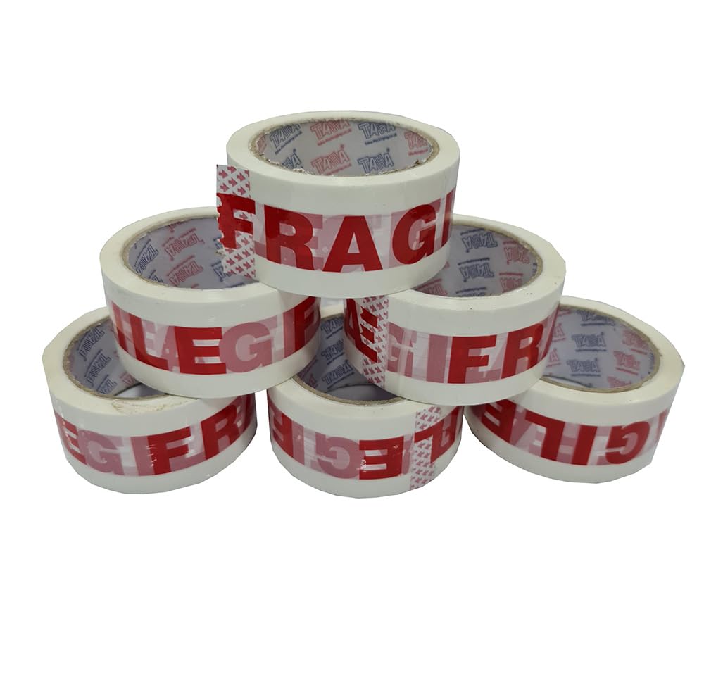 6X TAHA FRAGILE PARCEL PACKING STRONG TAPE 66m x48mm ROLLS PACKAGING FRAGILE SEALING BOX