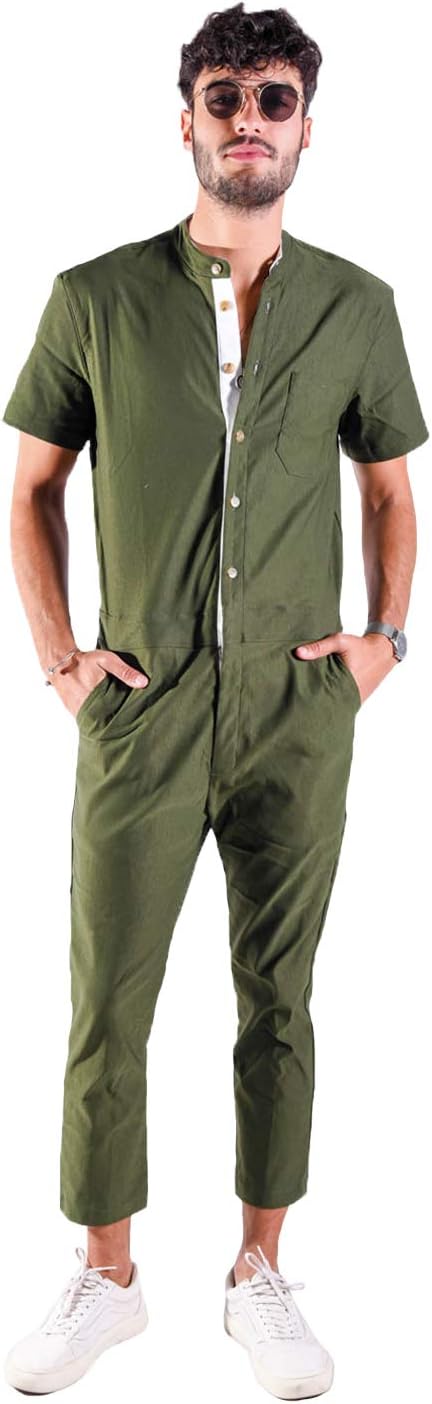 RompHim Olive Rompsuit from, The Original Male Romper - One Piece Outfit for The Fashionable Man (L)