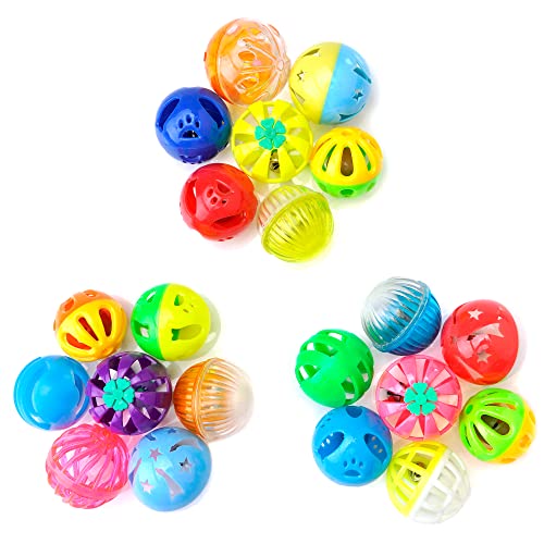 CHIWAVA 48 Pack Plastic Noisy Cat Toy Balls with Bell Kitten Chase Toy