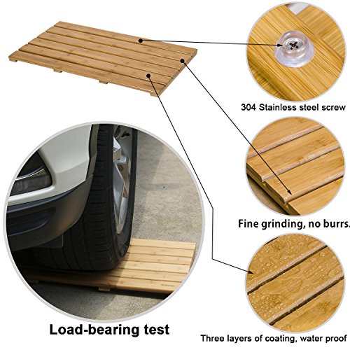 GOBAM Bamboo Bath Mat, Large, 26 x 15.8 x 1.3 inches NonSlip Floor