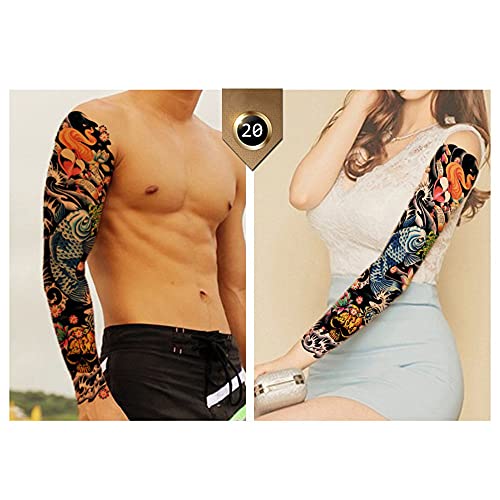 Temporary Tattoos Adult Women Pinkiou Full Arm Fake Tattoos Stickers 12 Sheet Shoulder Waterproof Tattoo for Men Women Teens Buddha, Skull, Eagle Eye, Beauty and Beast (12PCS)