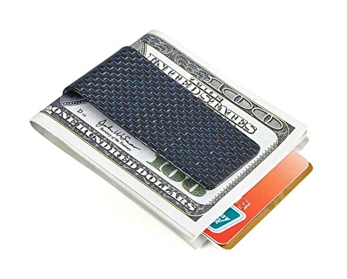 CL Carbonlife(TM) Carbon Fiber Glossy Money Clip Credit Card Business Card Holder Blue M