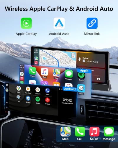 Car Tablet Pro Max 2026 – 10.26” Apple Car Play Screen Android Auto | Touchscreen Portable Apple CarPlay Screen for Car with Dash Cam ,GPS Navigation,Voice Control,Mirror Link,Bluetooth,FM,AUX