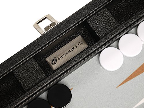 13-inch Premium Backgammon Set - Travel Size - Black Board, White and Rum Points
