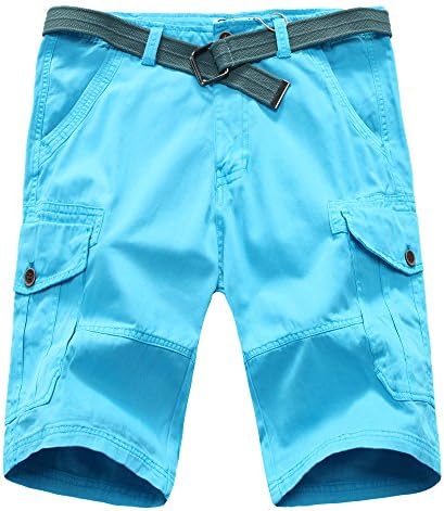 Amsb Men's All-Season Relaxed-Fit Flat-Front Cargo Shorts Multi-Pocket Quick-Dry