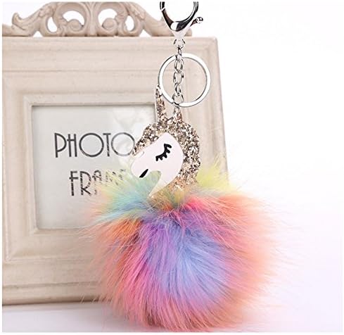 Personality Cute Owl Cat Unicorn Plush Pendant Keychain Bag Handbag Key Ring Car Key Pendant (Unicorn A)
