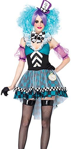 ZNFQC Women's Circus Clown Halloween Costume Joker Role Playing Party (Blue)