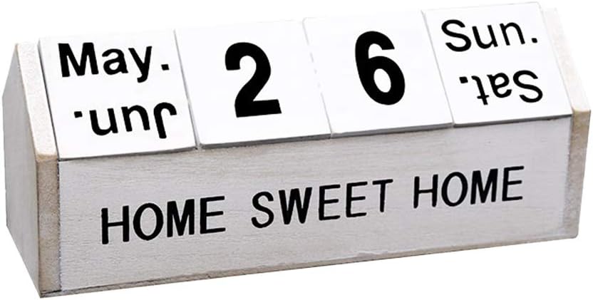 Zhhlinyuan Wooden Calendar Blocks Vintage Perpetual Calendar Desk Top Eternal Calender Blocks Gift for Thanksgiving, Christmas, Mother's Day, Teacher's Day