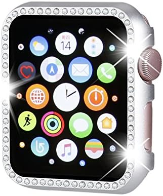 Henstar Compatible with Apple Watch Case 42mm,iWatch Face Bling Crystal Diamonds Plate Cover Protective Frame Compatible with Apple Watch Series 3/2/1 (Silver-Diamond, Series 3/2/1 42mm)