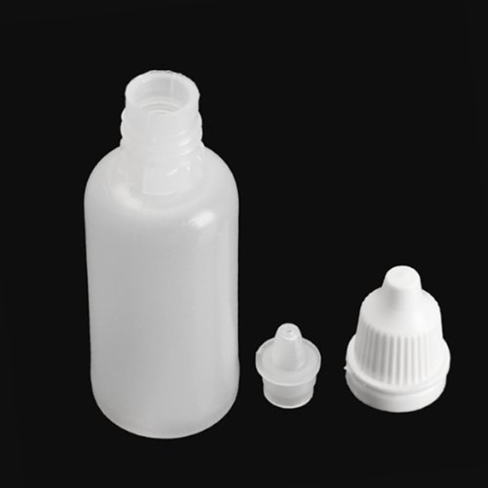 50pcs Plastic Empty Squeezable Eyedrops Dropping Bottle Eye Liquid Dropper- Plug Can Removable the Lip Can Be Screwed On (20ml): Beauty