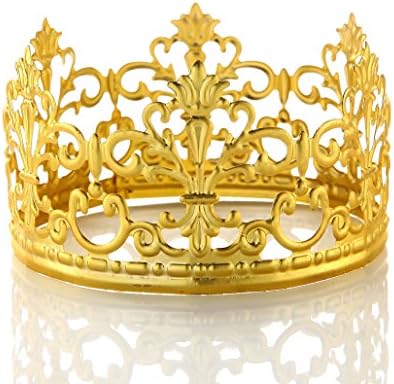 POKERGODZ Vintage Mini Princess Crown Cake Topper Small Wedding Birthday Party Decoration (Gold)