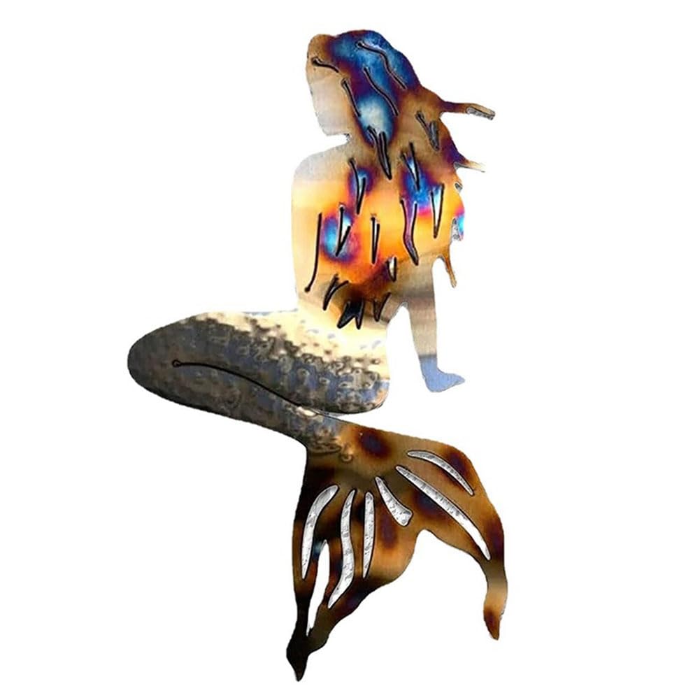 Ginobili Mermaid Metal Decoration Vintages Home Indoor Outdoor Wall Art Decoration Easy to Use 38.5x25cm