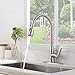 Friho Modern Commercial Lead-Free Stainless Steel Single Lever Handle High Arc Pull Down Sprayer Kitchen Sink Faucet,Brushed Nickel Pull Out Kitchen Faucets With Deck Plate