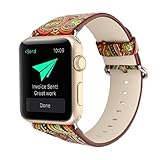 For Apple Watch Band,Voberry Premium Leather Replacement Strap for Apple Smart Watch 38mm (gold)