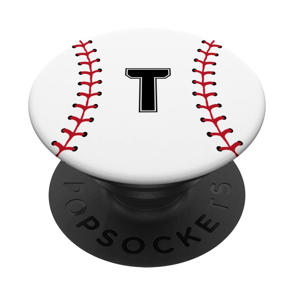 Letter T Baseball Player Intial T PopSockets Swappable PopGrip