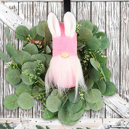 1Tomte Swedish Plush Santa Gnome, Pink Bunny Gnome Handmade Scandinavian Tomte Santa Scandinavian Gnome for Christmas Santa Decoration Table Decor