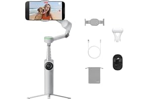 Insta360 Flow 2 Pro Vlog Bundle Grey - Foldable AI Phone Gimbal, Track in 200+ Apps with Apple DockKit, 360º Pan Tracking, Built-in Tripod/Selfie Stick, Remote Control, Spotlight/Backpack Mount