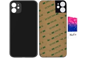 NuFix Back Glass Replacement for iPhone 11 Rear Battery Door Panel Housing with Big Camera Holes (Black)
