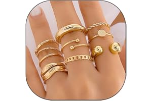 FUTIMELY 14K Gold Stackable Knuckle Rings Set for Women Teen Girls,Aesthetic Silver 10Pcs Trendy Dainty Open Midi Rings Set,Midi Finger Rings Pack Jewelry Gifts