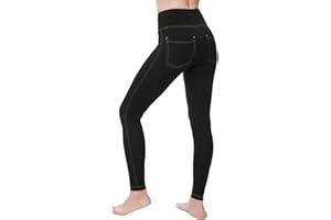 Nirlon Women's Jeggings High Waist Tummy Control Jean Leggings with Pockets for Women