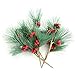 MUFEN 5pcs Artificial Pine Picks Pinecone Red Berries Branches Faux Greenery Foliage Flower Crown Christmas Tree Decoration Holiday Home Winter Decor (Green)