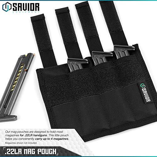 Savior Equipment 4-Slot Tactical .22LR Ammo Mag Pouch - Attach to Tactical Vest or Battle Belt, Compatible with Ruger Browning Buck Mark Series & M&P22LR Magazines