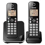 PANASONIC Expandable Cordless Phone System with Amber Backlit Display - 2 Handsets - KX-TGC352B (Black