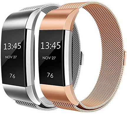 Goosehill Compatible Strap Bands replacement for Fitbit Charge 2, Milanese Stainless Steel Adjustable Replacement Accessories Bracelet Strap with Magnetic Metal Lock compatible for Fitbit Charge 2