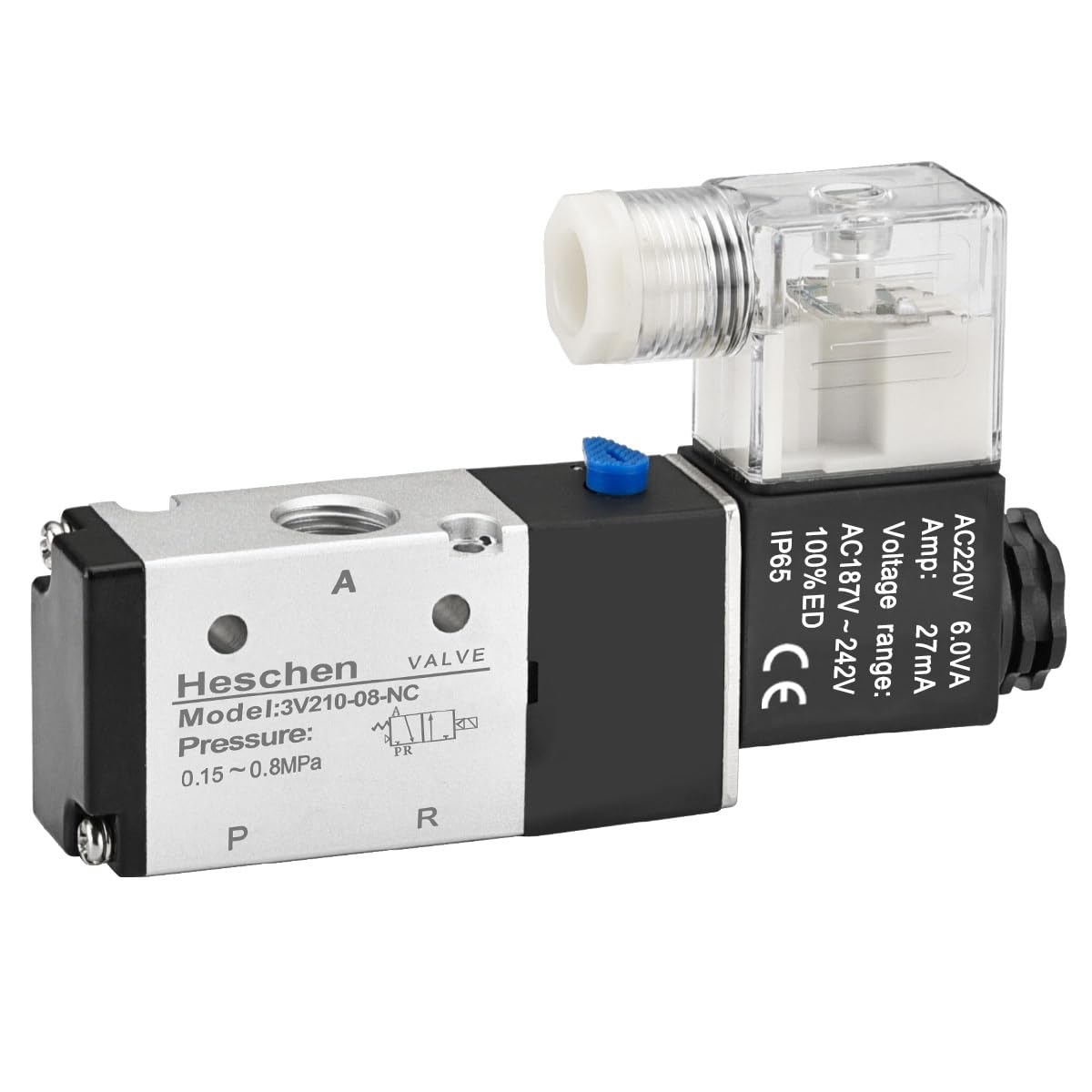 Heschen Electrical Pneumatic Solenoid Valve 3V210-08 PT1/4 3/2 Way (AC 220V) — image 1