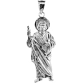 925 Sterling Silver Saint Jude Necklace Pendant (Large)