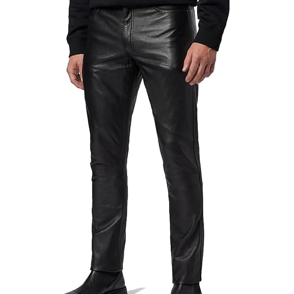 Genuine Leather Pants for Men Black Bikers Pants 100% Real