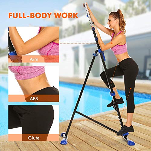 Hurbo Vertical Climber Home Gym Exercise Folding Climbing Machine Exercise Bike for Home Body Trainer Stepper Cardio Workout Training Non-Stick Grips Legs Arms Abs Calf (Black Blue) - Thumbnail 2