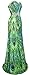 Angel-fashions Women's Embroidery Paillette Peacock Feather Black Masquerate Dress (S, Green)