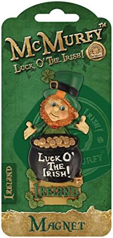 McMurfy Luck O' The Irish Leprechaun Designed Resin Crock Of Gold Magnet