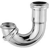 ZM Heavy-Duty Brass J-Bend Sink Trap with a Captive Nut Connection, 1-1/2 inch, Chrome, 20GA
